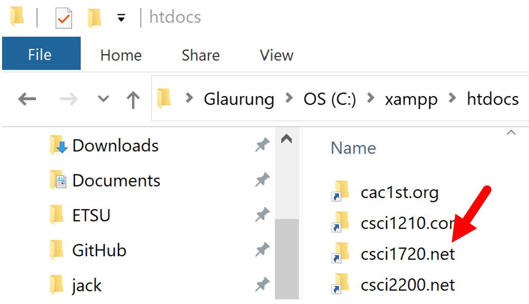 View of links in File Explorer